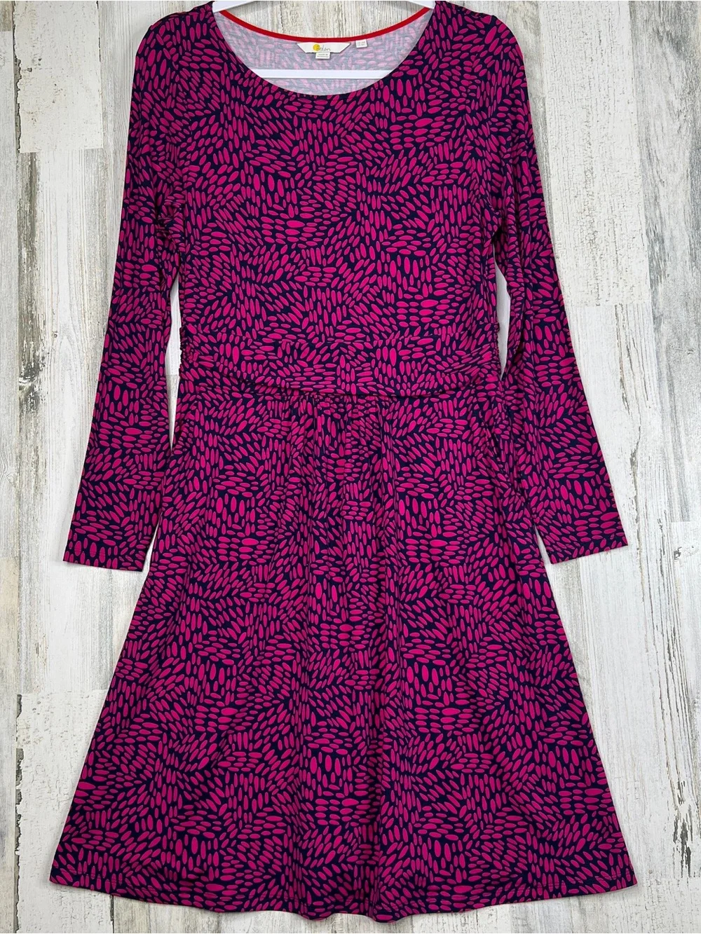 abigail jersey dress boden Boden Abigail Jersey polka dot long sleeve black dress womens size 8 Regular